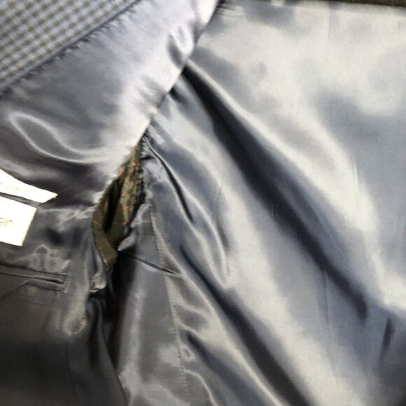 Calvin Klein Blazer Mens 38R Blue Check 100% Wool Extreme Slim Fit Jacket Coat - Picture 12 of 16